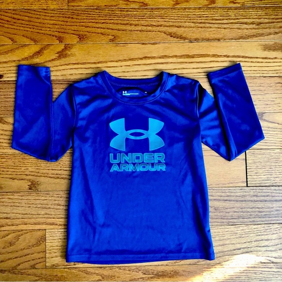 Under Armour Long Sleeve T-Shirt Solid Logo Blue Toddler Boy Size 4t - Picture 1 of 7